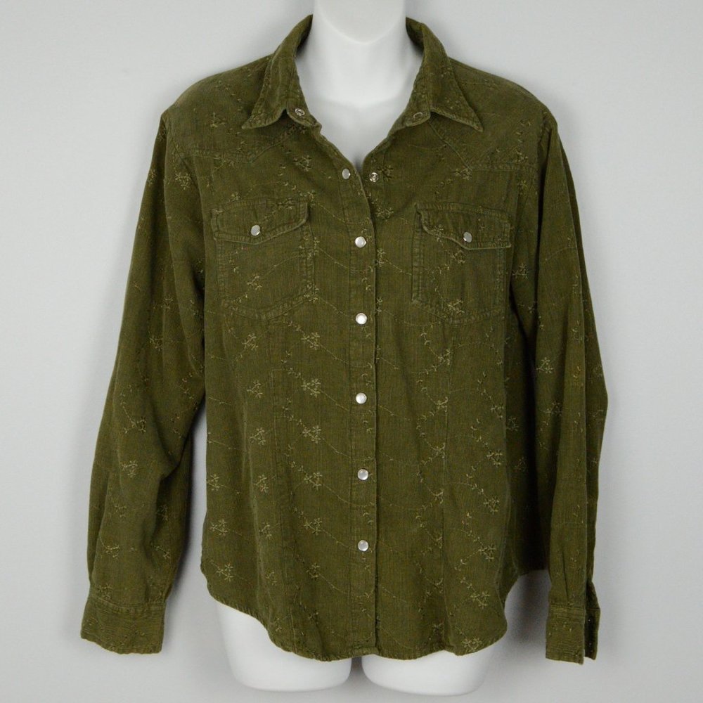 Texas Corduroy Western Button-Down Long-Sleeve Top